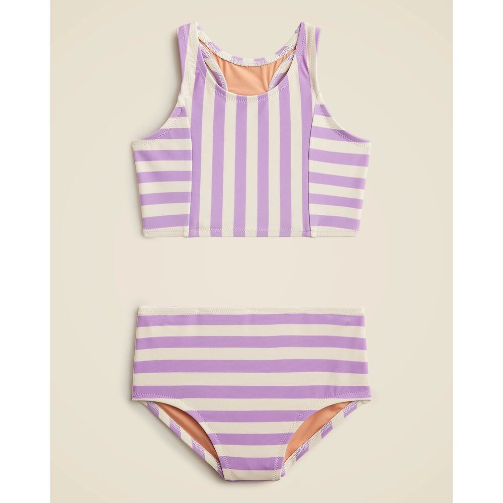 J. Crew Crewcuts two-piece swimsuit bikini Orchid Stripe purple sz 2 new $65 K52
